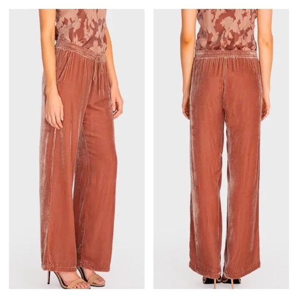 Johnny Was Jade Silk Velvet Sloane Easy Pant in Burnt Sienna S - Picture 2 of 6
